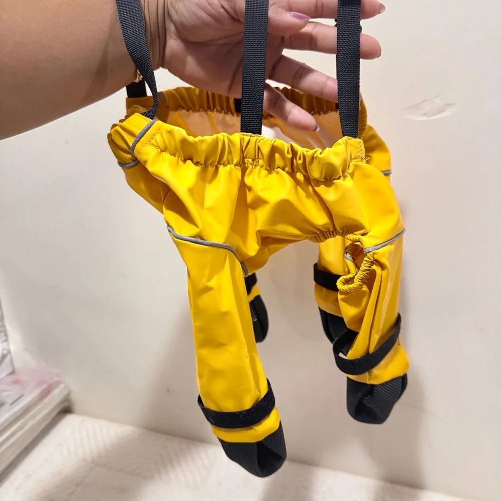 DogLemi Yellow Dog Raincoat Jumpsuit with Boots Size S